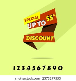 Brown discount banner, vector design on white background