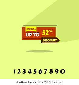 Brown discount banner, vector design on white background
