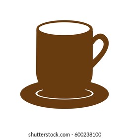 brown dish porcelain with mug vector illustration