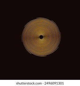 Brown disk made of many spirals. Imitation gold. Volume.