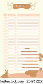 brown to do list design rabbit theme memo design illustration yellow