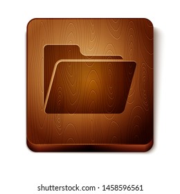 Brown Document folder icon isolated on white background. Accounting binder symbol. Bookkeeping management. Wooden square button. Vector Illustration