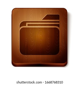 Brown Document folder icon isolated on white background. Accounting binder symbol. Bookkeeping management. Wooden square button. Vector Illustration