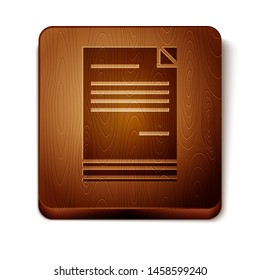 Brown Document icon isolated on white background. File icon. Checklist icon. Business concept.  Wooden square button. Vector Illustration