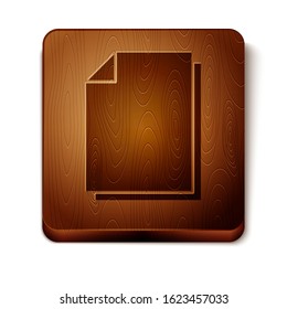 Brown Document icon isolated on white background. File icon. Checklist icon. Business concept. Wooden square button. Vector Illustration