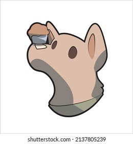 Brown dog balancing a muffin on its nose