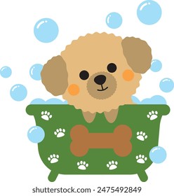 brown dog in bath tub cartoon