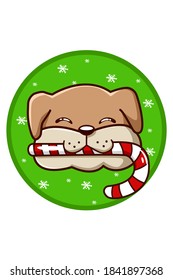 A brown dog brought a Christmas candy