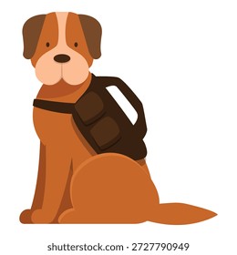 Brown dog carrying a backpack, ready for an outdoor adventure