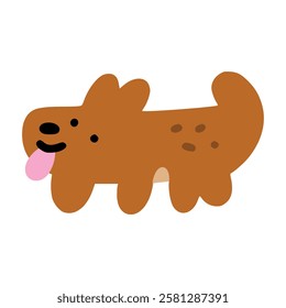 Brown dog doodle, illustration, simple, minimalist, hand-drawn, playful, clean, cute, aesthetic and friendly