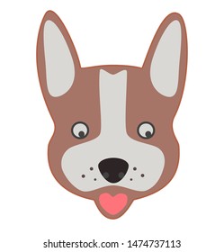 brown dog face vector icon, smiling dog abstract illustration