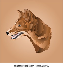 Brown dog head domestic animal vector illustration 