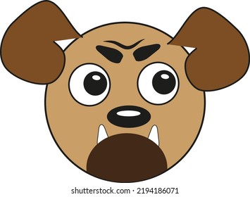 Cabeza de perro marrón, ilustración, vector sobre un fondo blanco.