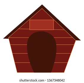 A brown dog house vector or color illustration
