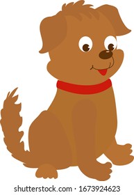 Perro marrón, ilustración, vector sobre fondo blanco.
