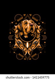 Brown Dog with sacred geometry pattern