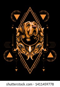 Brown Dog with sacred geometry pattern