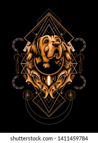 Brown Dog with sacred geometry pattern