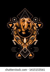 Brown dog with sacred geometry pattern
