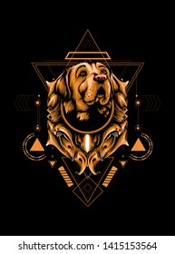 Brown dog with sacred geometry pattern
