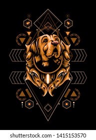 Brown dog with sacred geometry pattern