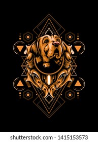 Brown dog with sacred geometry pattern