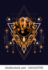 Brown dog with sacred geometry pattern
