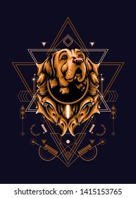 Brown dog with sacred geometry pattern