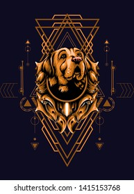 Brown dog with sacred geometry pattern