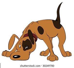 the brown dog searches for a trace vector illustration