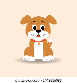 Brown dog sit cartoon. vector illustration.Happy puppy.Alphabet animal concept 