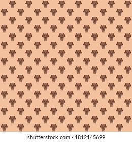 Brown dog sitting with long ear front view with pink background repeat pattern