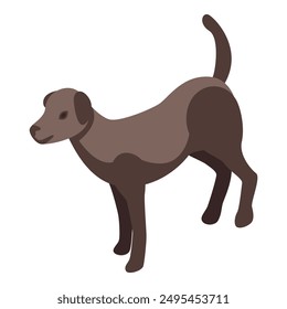 Brown dog standing with raised tail isometric icon for web design isolated on white background