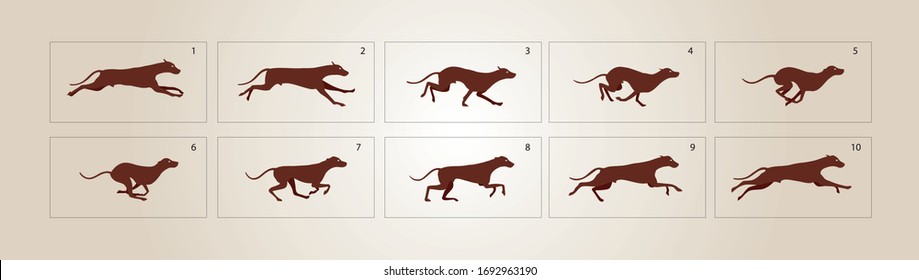 Brown Dog Walk Cycle Animation . Dog Jump Animation Sprite Sheet For Games, Cartoon Or Video, Illustration – Vector
