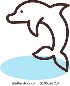 Delfín marrón, ilustración, vector sobre un fondo blanco.