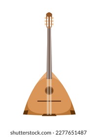Brown dombra concept. Traditional stringed instrument for playing melodies and songs. Poster or banner for website. Art and creativity, music. Cartoon flat vector illustration
