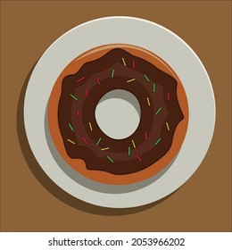 Brown Donnut flat simple illustration