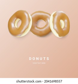 Brown donut isolated on light background. Colorful chocolate donuts. Various glazed doughnuts. Vector illustration.