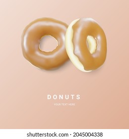 Brown donut isolated on light background. Colorful chocolate donuts. Various glazed doughnuts. Vector illustration.