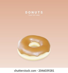 Brown donut isolated on light background. Colorful chocolate donuts. Various glazed doughnuts. Vector illustration.