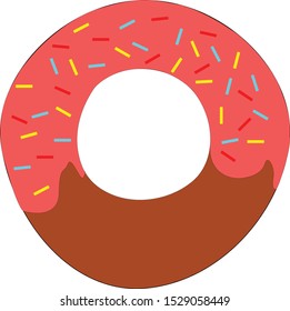 Brown donut vector with red, blue and yellow sugar