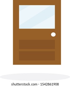 brown door with glass graphic vector
