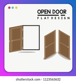 Brown Door icon flat design vector illustration