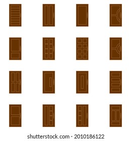brown door icon set vector sign symbol