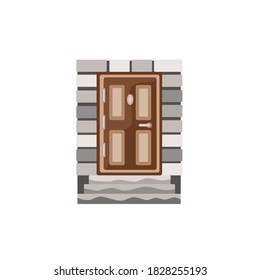 Aislamiento de puerta marrón. Ilustración vectorial.