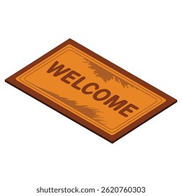 Brown door mat vector illustration, isolated design ideal for home entryways, front steps and outdoor decor themed visuals. Perfect for welcoming and cozy living concepts.
