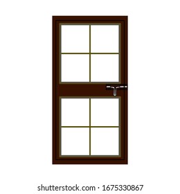 brown door on white background have windows