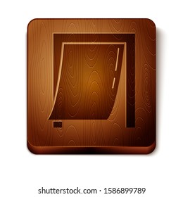 Brown Door for pet icon isolated on white background. Wooden square button. Vector Illustration