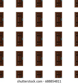 Brown door seamless pattern in cartoon style isolated on white background vector illustration