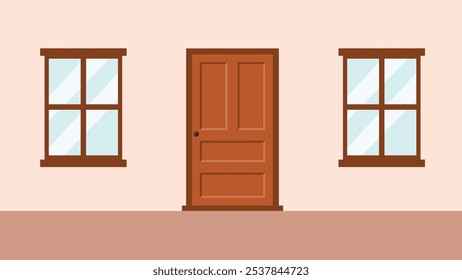brown door and widows background wall